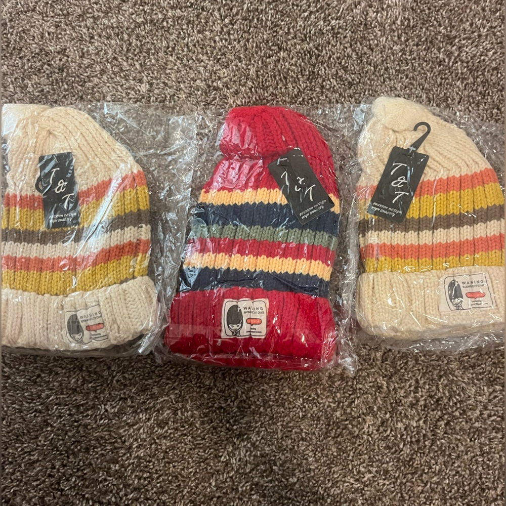Striped Knit Hats- Multicolor